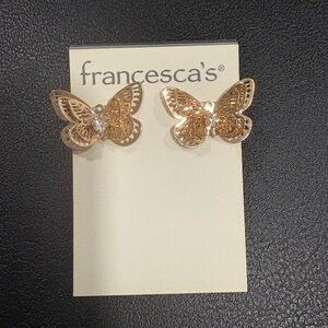 Francesca's Collections Shimmering Gold Butterfly Earrings